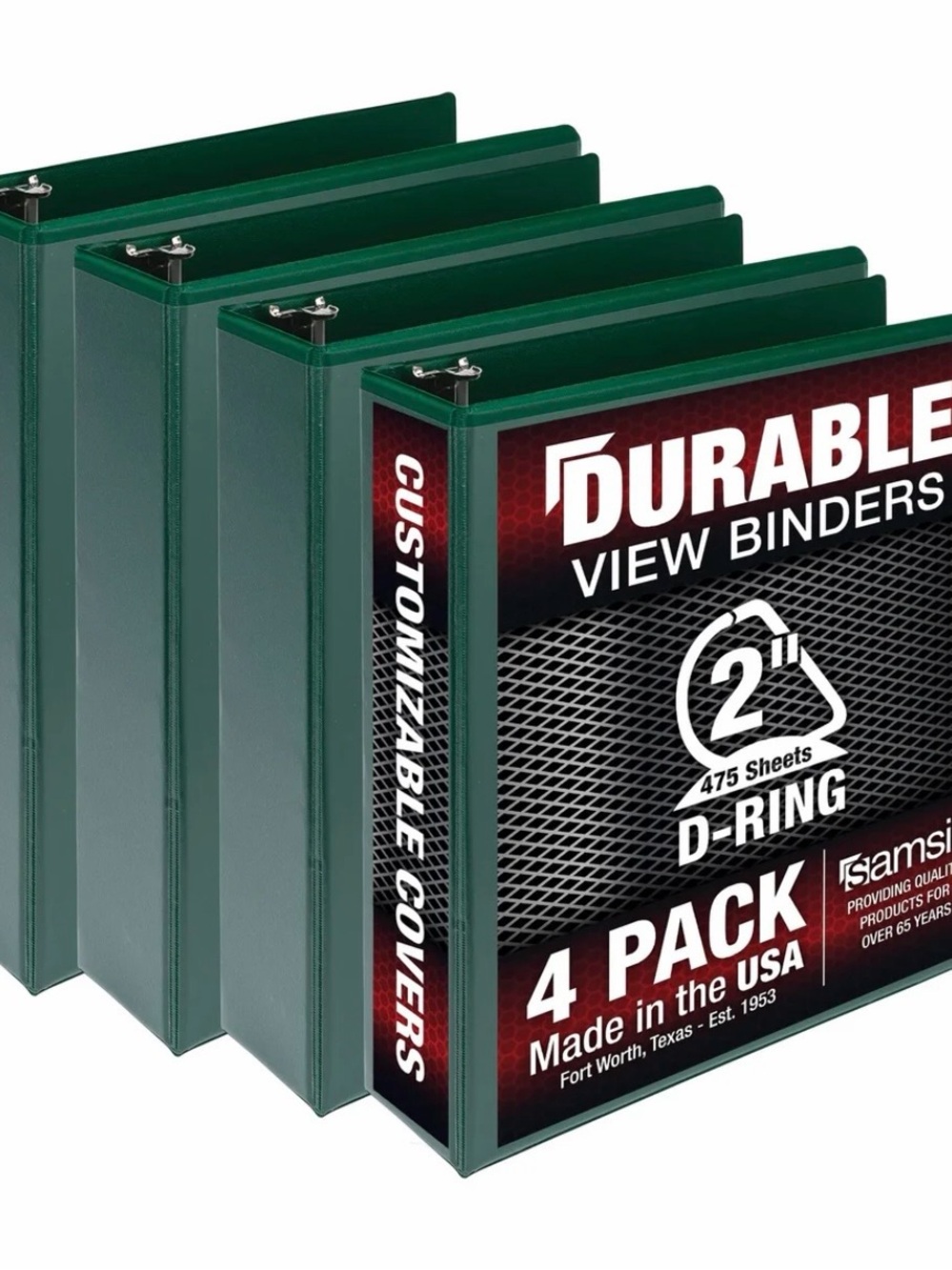 Durable View Binders 4-Pack in Dark Green